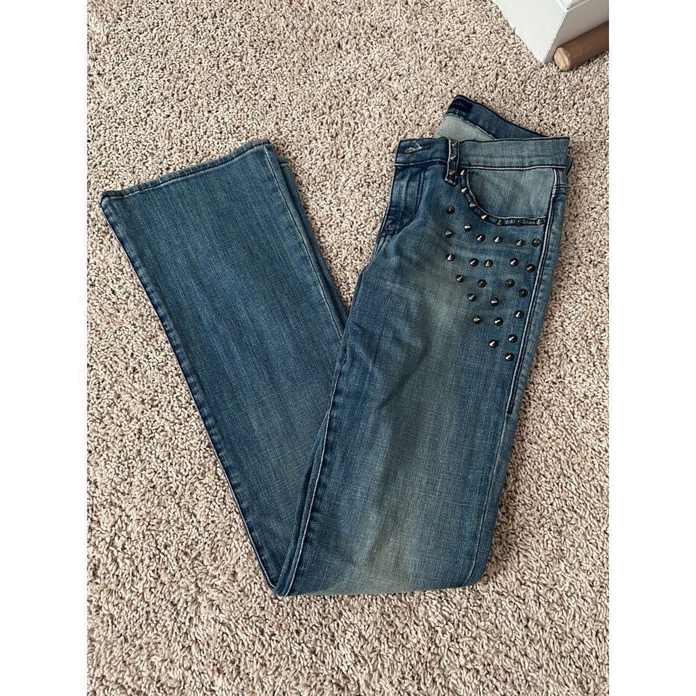 Rock and Republic Rock Stud Faded Medium Wash Flare Denim Jeans size 2
